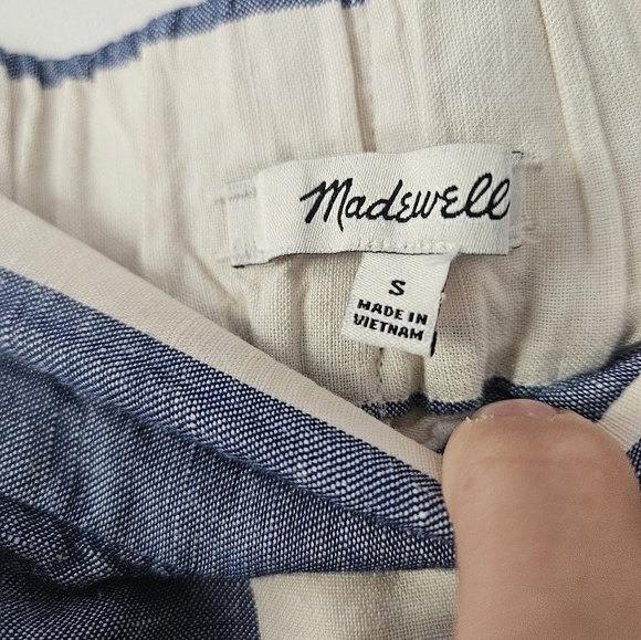 Madewell Blue and White Wide-Leg Striped Pants S small - Picture 6 of 7